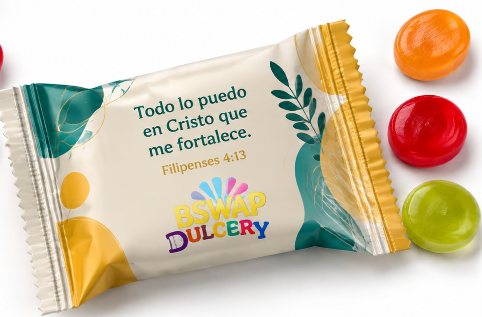 Dulce tipo Flow Pack con versículo bíblico